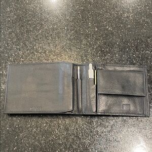 Black Leather Wallet with Pen Holder